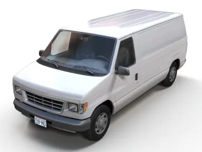 90s industrial van Low-poly 3D model