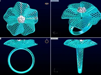  Mesh flower ring - Italian rings - Womens Rings - N6404 3D print model