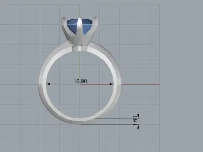 Solitaire engagement ring with tiffany setting 3D print model