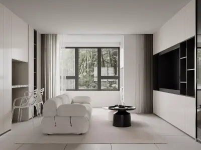 Modern living room dining room interior scenes 563 3D model