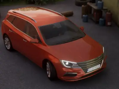 Station Wagon Car Low-poly 3D model