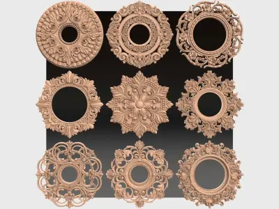 Carved round decor pack for cnc 41 3D model
