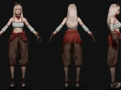 Mechanic Girl - Game Ready Low-poly 3D model