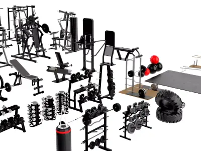 Ultimate 3D Gym Equipment Mega Pack Low-poly 3D model