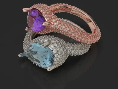 jewelry luxury ring with gem pear 12x7mm 2ct  Printable STL  3D print model