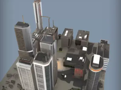 Realistic Low Poly Modern City 3D Model  3D print model
