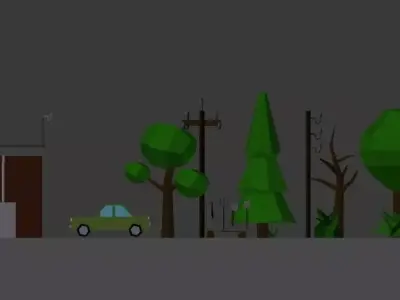 kitchen hall bedroom bathroom different trees plants poles  Free low-poly 3D model