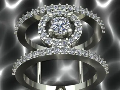 Luxury Diamond Double Ring 3D print model