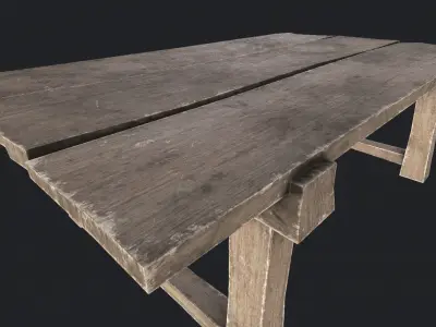 Wooden Table 3 PBR Low-poly 3D model