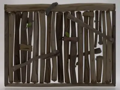 Wooden Wall Low-poly 3D model