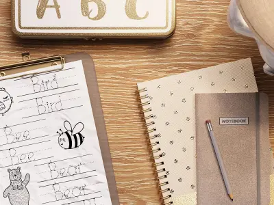 Study Room Desk For Teenager and Kids N05 3D model