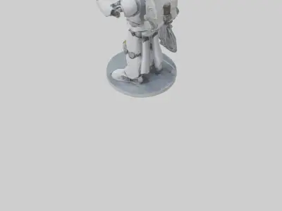 Robot Engineer statue model Low-poly 3D model