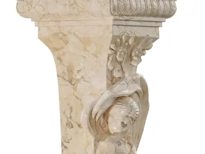 Classical Female Column Sculpture Ornamental Low-poly 3D model