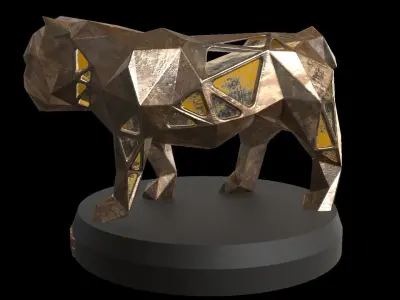 Steampunk Bulldog Low-poly 3D model