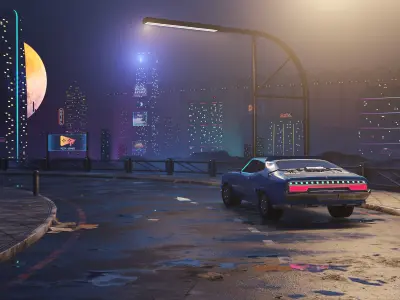 Ford Falcon Retro Futuristic Car Low-poly 3D model