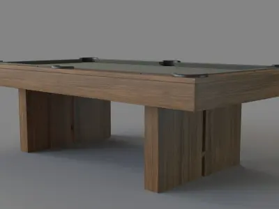 Walnut Pool Table Grey Felt 3D model