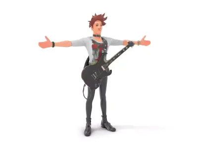 Edgy Rock Musician model pack Low-poly 3D model