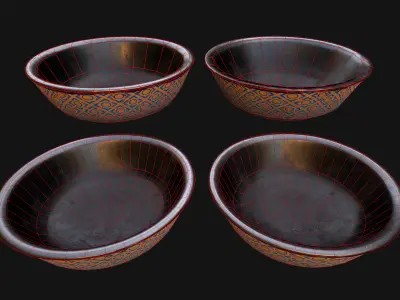 Pet Food Bowl Zoo Dishes for Cats Dogs Low-poly 3D model