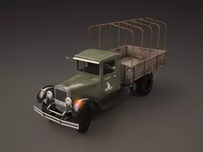 Zis 5 old truck with canvas cover Low-poly 3D model