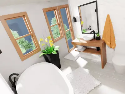 bathroom with bathtub and sink Free 3D model