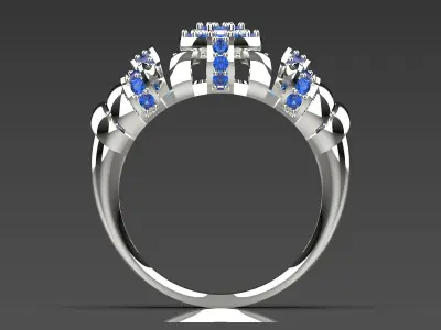 Luxury white gold ring with sapphire model jr00122 3D print model