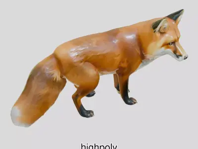 Realistic Red Fox 3D Model with High PBR Textures Low-poly 3D model