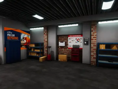 Car Garage Environment Low-poly 3D model