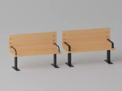 Cartoon Wooden Bench Park 1 Low-poly 3D model