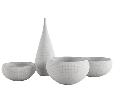 Decorative hand painted ceramic set 3D model