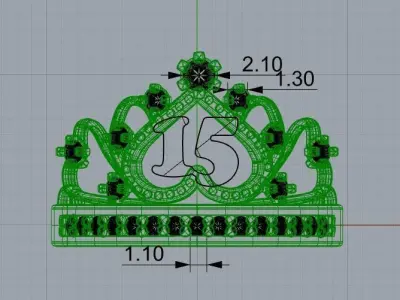 Anillo de 15 para dama-mujer -v- 3D print model