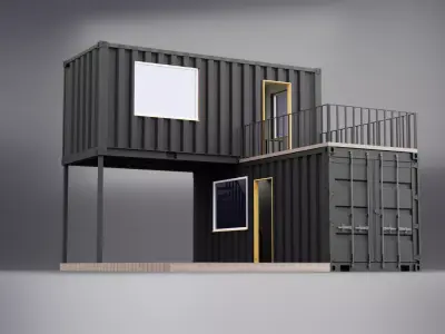 Modern Two Story Container House  Blender Twinmotion Low-poly 3D model