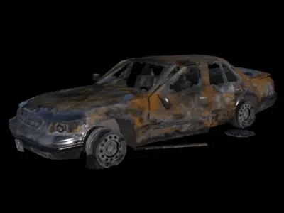 Burnt Out Car Low-poly 3D model