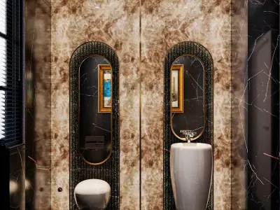 Marble WC with Brass Details 3D model