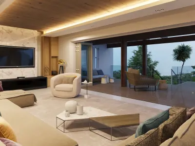 Luxury house with pool 3 setups in 1 day cloudy and night 3D model