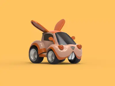 Cartoon Car Rabbit Head  3D model