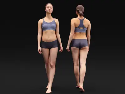 Slim sporty woman 107 Low-poly 3D model