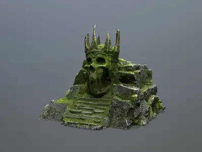 skull cave Low-poly 3D model
