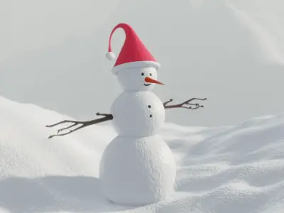 SNOWMAN wearing santa hat Free 3D model
