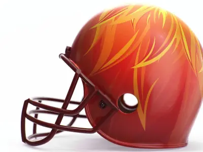Football helmet flames 3D model