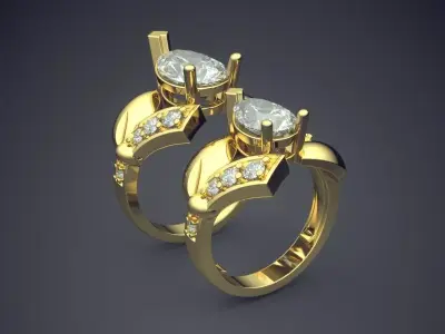 Luxury Complex Ring With Big Diamond CAD 5090 3D print model