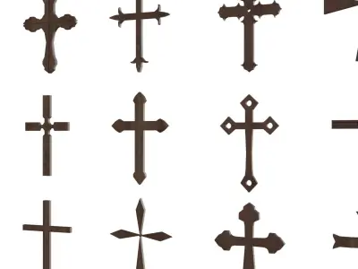 Cross Christianity Symbols Old Wood Low-poly 3D model