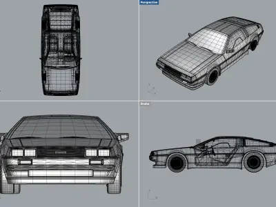 Dolorean car Back to the Future 3D model