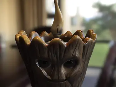 Groot shaped candle Low-poly 3D model