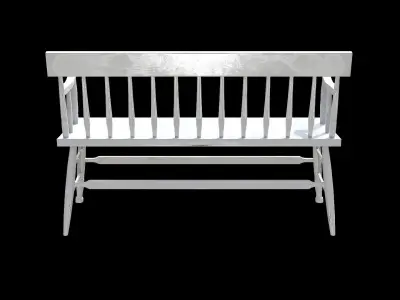 Bench white Painted Low-poly 3D model