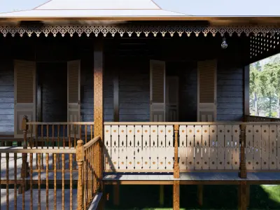 Limas Traditional House of Sambas West Borneo - Type 3 3D model