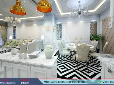 Complete interior scene with V-Ray rendering setting  Low-poly 3D model