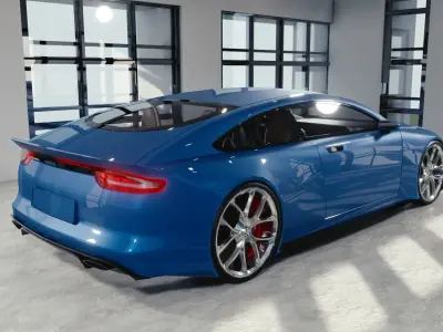 BLENDER EEVEE Brandless Mid Size 2 door coupe Low-poly 3D model