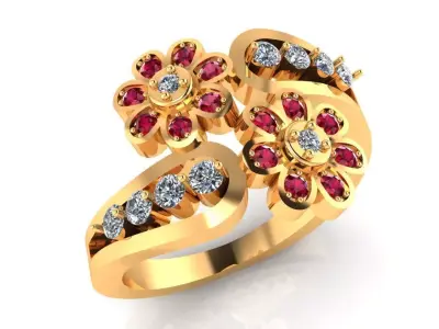 Women Ring 24 stylish flower shaped diamond ring for women 3D print model