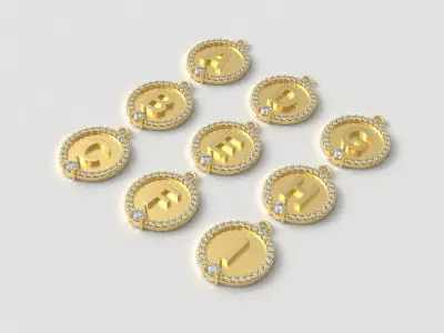 Alphabet Diamond Pendants 3D print model