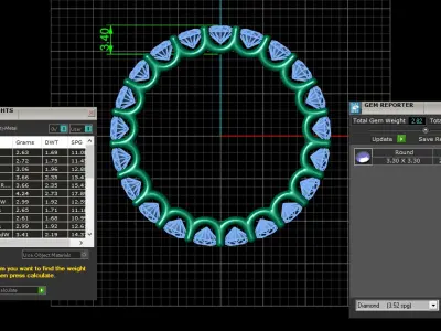 U Shaped Eternity Ring 3 point 3 mm stone size swiss 20 and EU60 3D print model